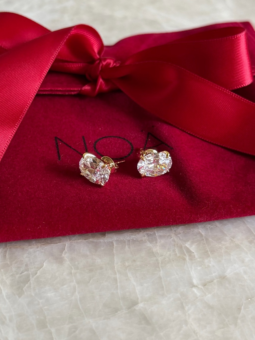 NOA JEWELRY | 3CT Oval CZ Stud Earrings | 18K Gold Plated